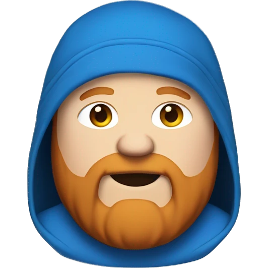 fat man with blue hoodie, headphones, ginger hair and beard emoji