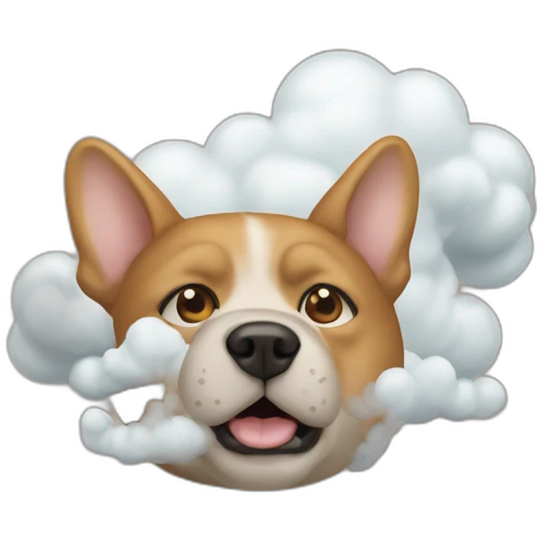 Un chien qui fume avec un chat emoji