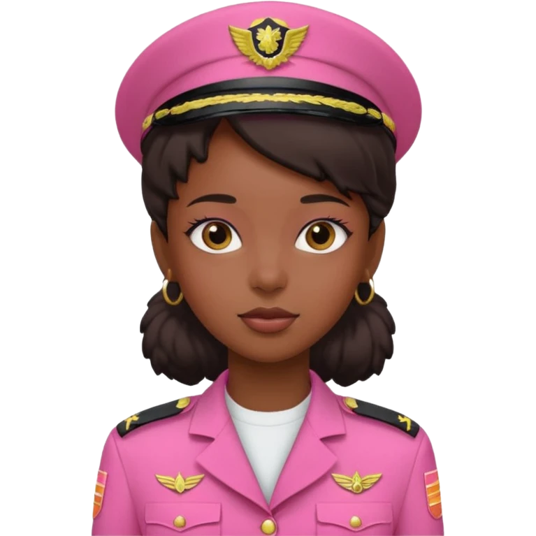 black girl in pink military uniform  emoji