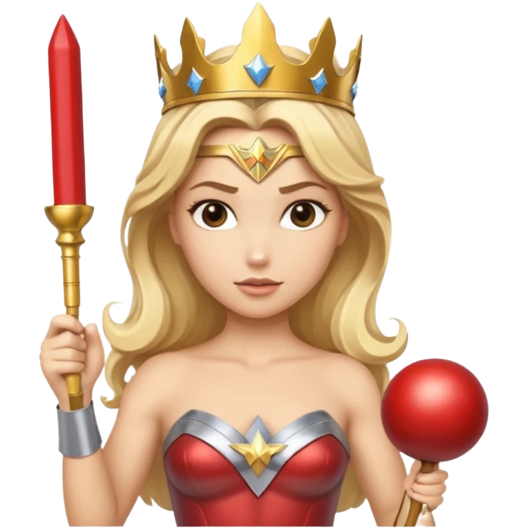 Blonde Wonder Woman holding baton and bell emoji