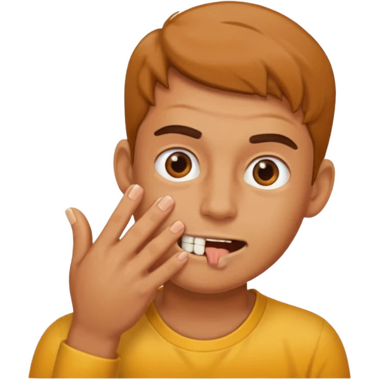 Biting nails on his right hand. emoji