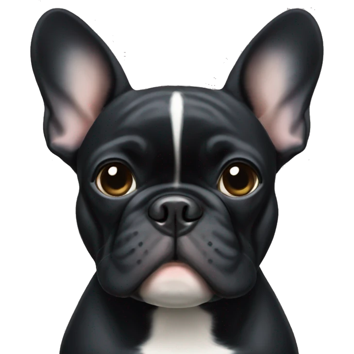 black French Bulldog, featuring the right ear folded forward  emoji
