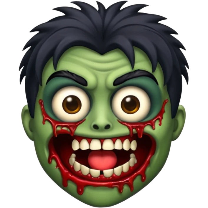 crie um emoji de zumbi de cabelo preto bagunçado emoji