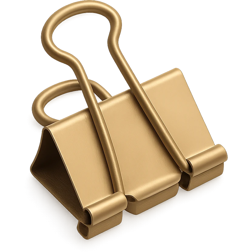 a gold binder clip, top view emoji