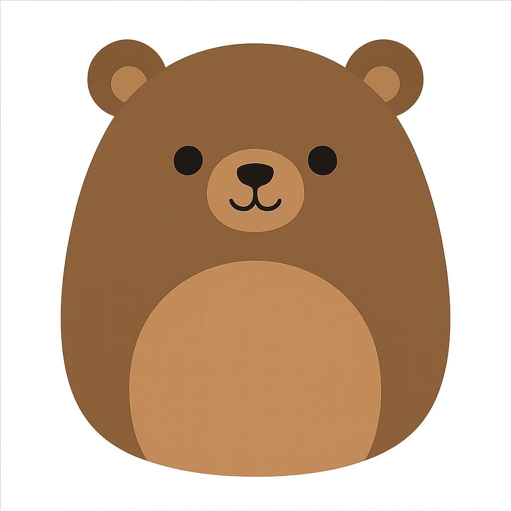flat vector illustration of a grizzly bear squishmallow plushie emoji