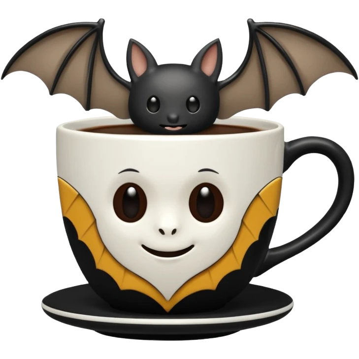 a coffeecup with a bat on it emoji