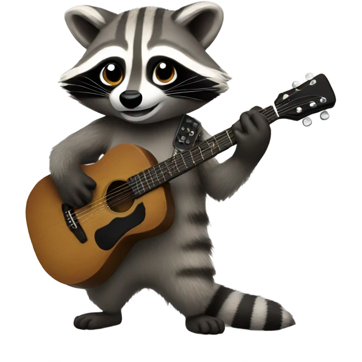 Raccoon playing guitar emoji