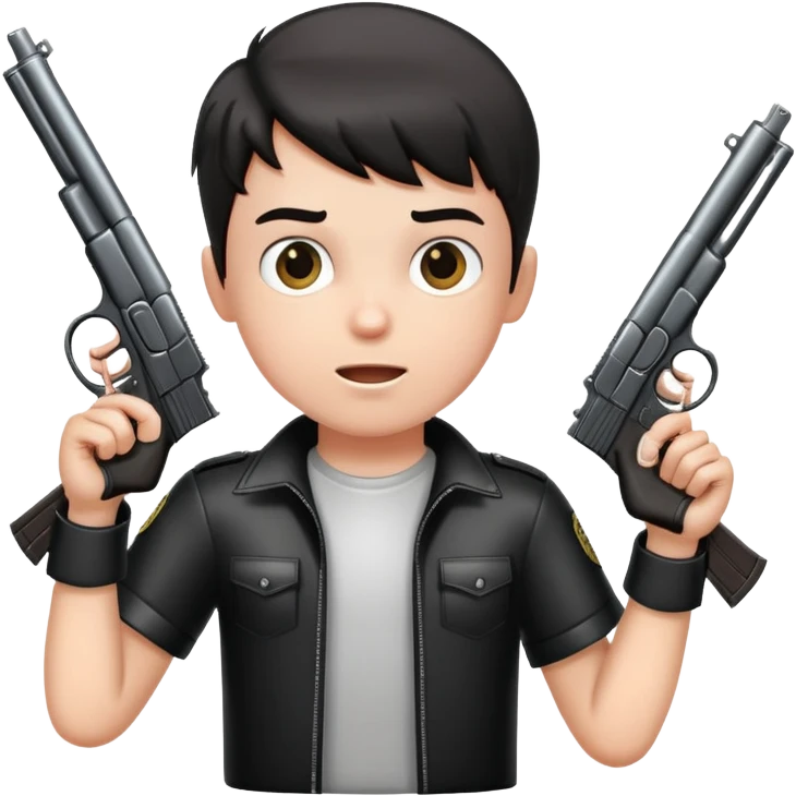 boy throwing up two guns emoji