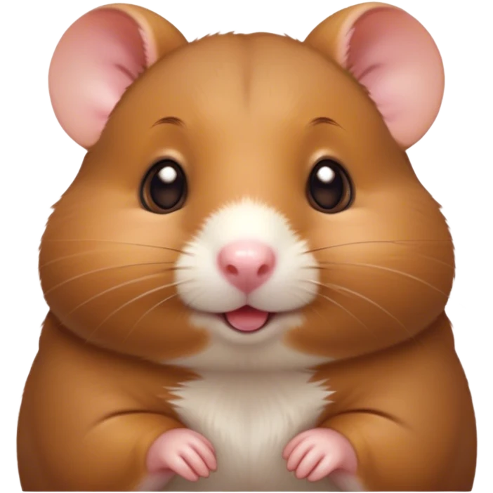 Cinematic Cute Brown Hamster Portrait Emoji, Head tilted playfully and inquisitively, featuring a glossy, rich brown coat with a delicate sheen, round, sparkling dark eyes filled with curiosity, Simplified yet irresistibly adorable features, highly detailed, glowing with a warm, friendly glow, high shine, affectionate and lively, stylized with a touch of whimsy, bright and endearing, soft glowing outline, capturing the essence of a mischievous yet loving hamster, so playful it feels like it could dash out of the screen and into your arms! emoji