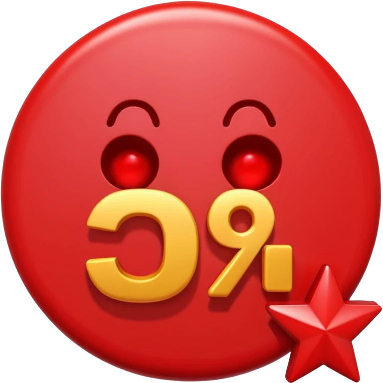 A 3D cartoon plus and percentage sign in red, glossy finish, Memoji-style realism. emoji