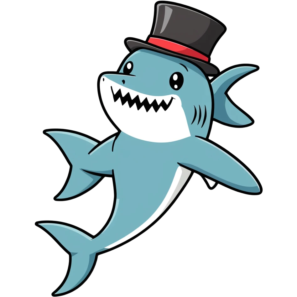 Shark with a top hat emoji