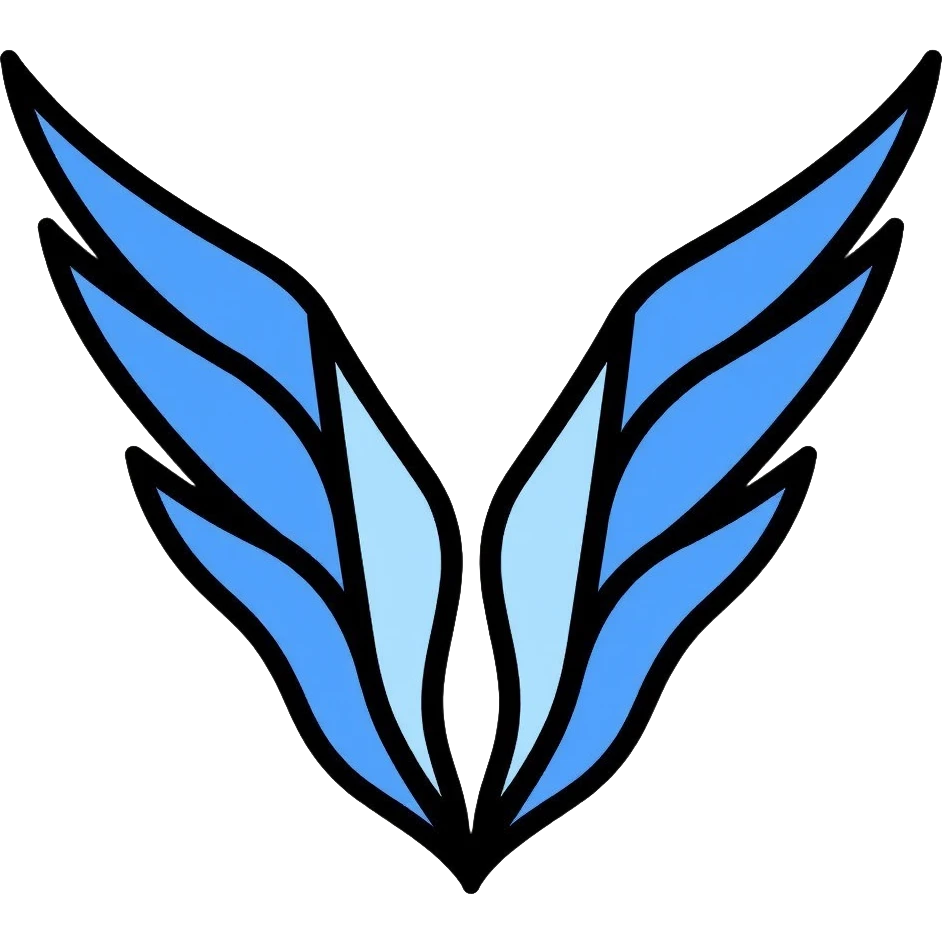 Wings of Freedom logo from Attack on Titan, overlapping blue and white wings, Survey Corps emblem emoji