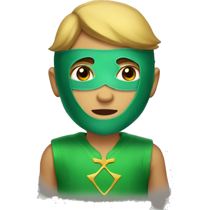 A boy wearing a Zelda mask emoji