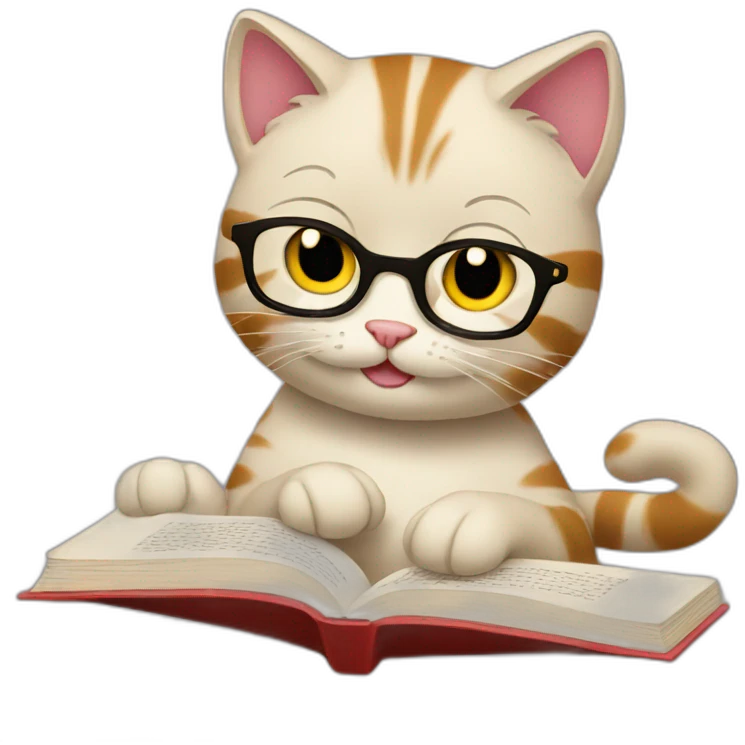Cat reading book emoji