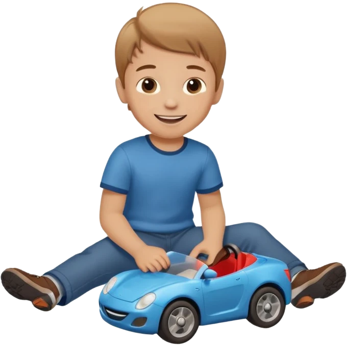 Little boy playing with toy car on the floor emoji