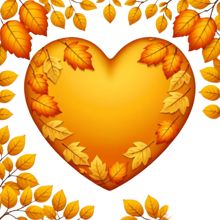 heart with a Autumn vibe, clean digital illustration emoji