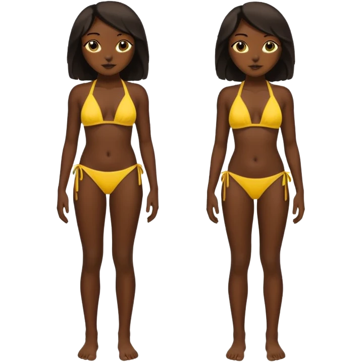 African girl, dark black skin, full body, yellow bikini. emoji