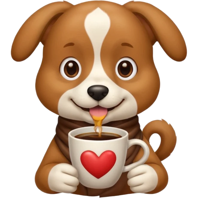 Dog with a cup of coffee emoji