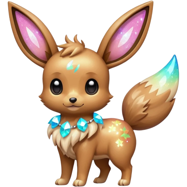 Kawaii Shiny Glowing Neon Glittery Sparkly Bling-bling Glittery Eevee Full Body emoji