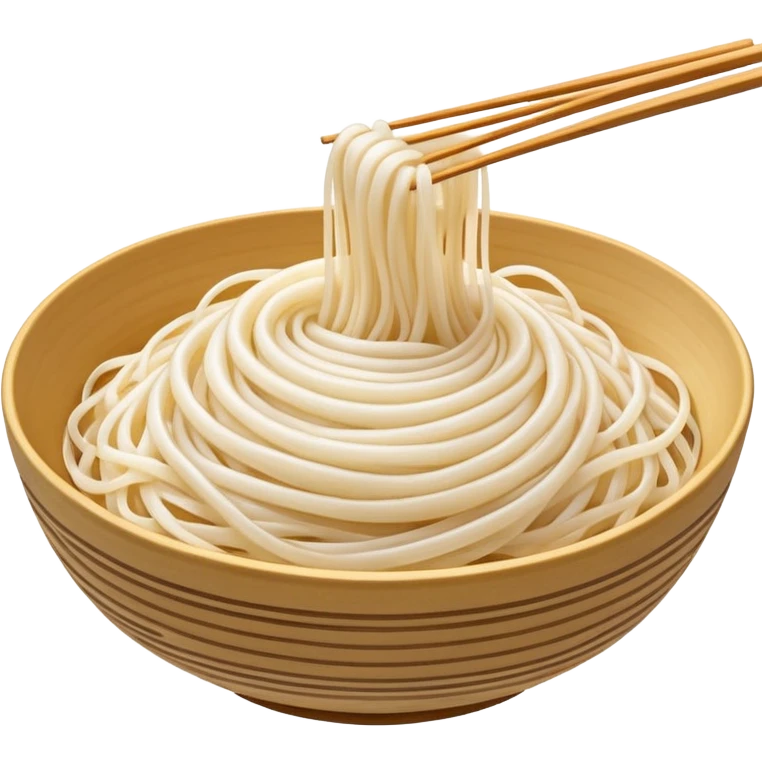 small tangled nest or loose pile of thin semi-translucent rice noodles soft white color smooth slightly glossy surface fine delicate strands with natural curves and light spacing between loops no bowl sauce or garnish dry noodles soft lighting subtle shadowing emoji scale emoji