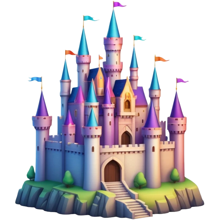 Epic legendary complex detailed colorful gradients aesthetic-scenic castle emoji