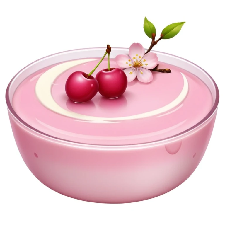 Sakura pudding shaped like a moon with cherry blossom accent emoji