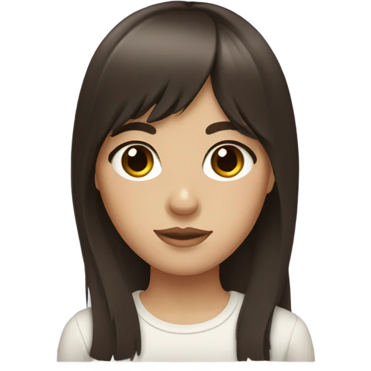 Dark brown long hair bangs girl with hazel eyes emoji