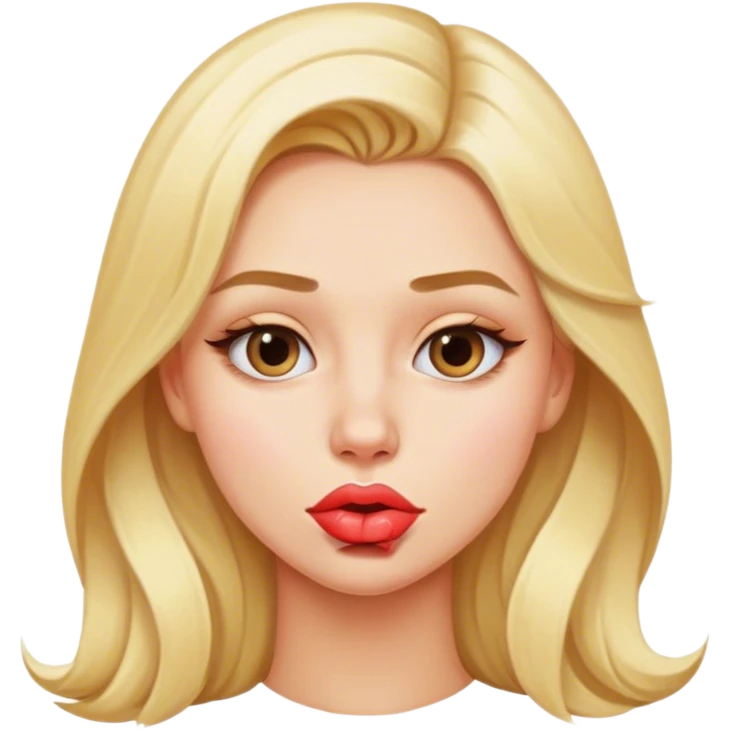 Pretty blonde woman puckering lips emoji