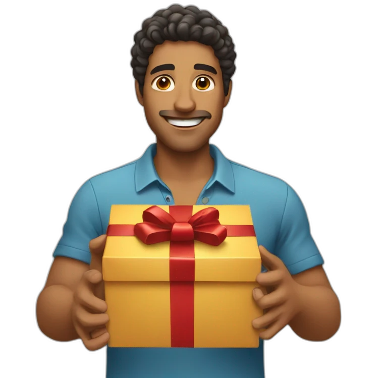 latin man opening gift emoji