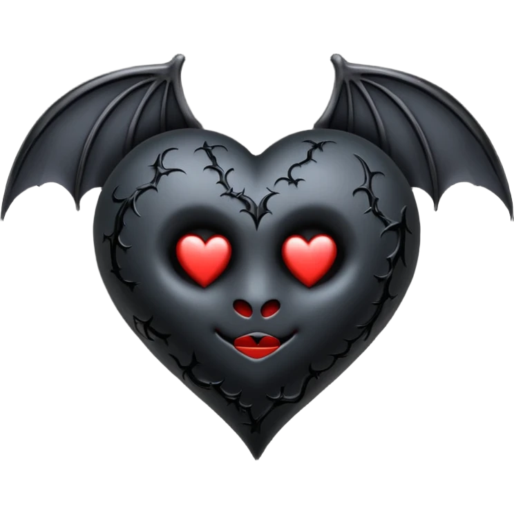 gothic heart with a bat motif emoji