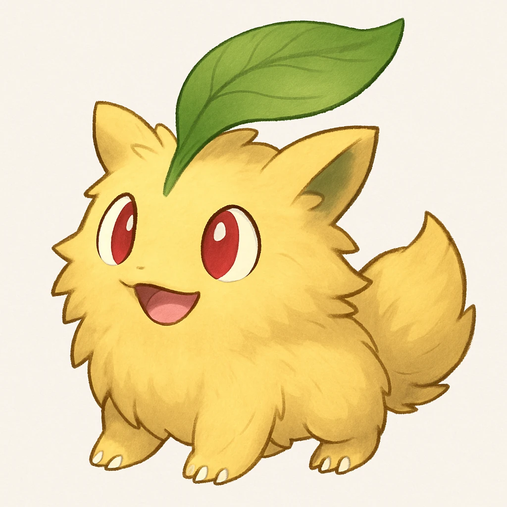fluffy yellow creature with a leaf on its head emoji