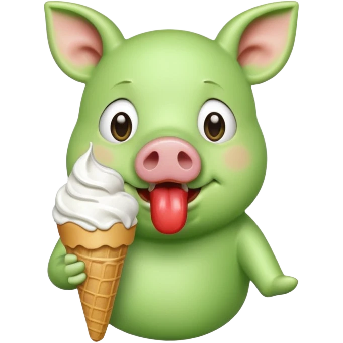 green pig with ice cream emoji