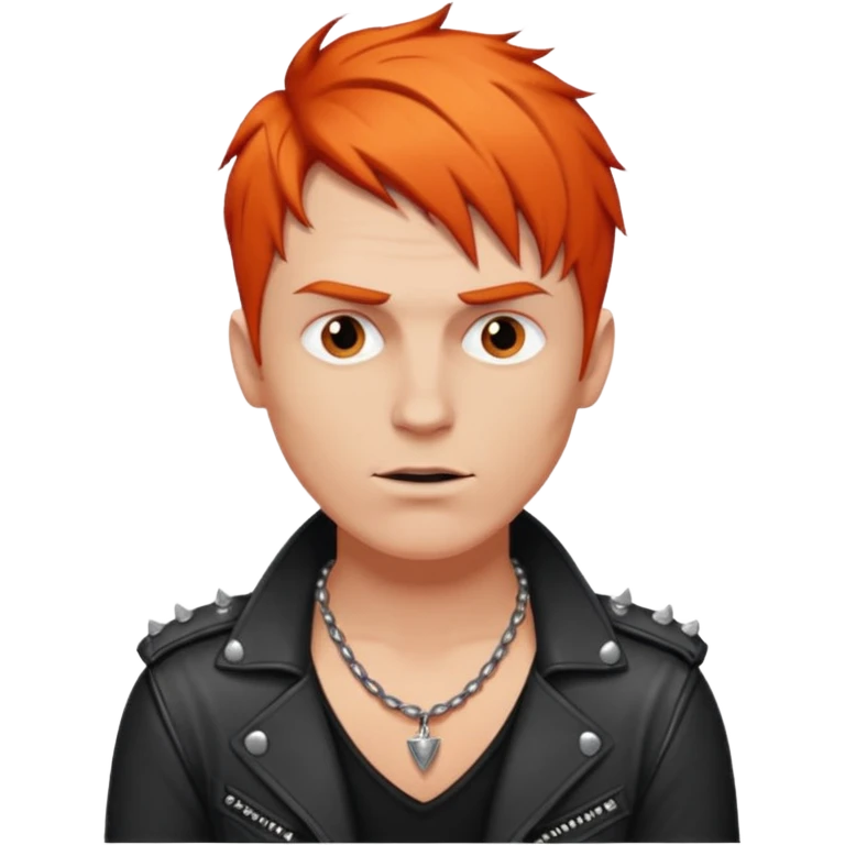 white man rock singer, rebellious, short orange-red hair, studded leather necklace emoji