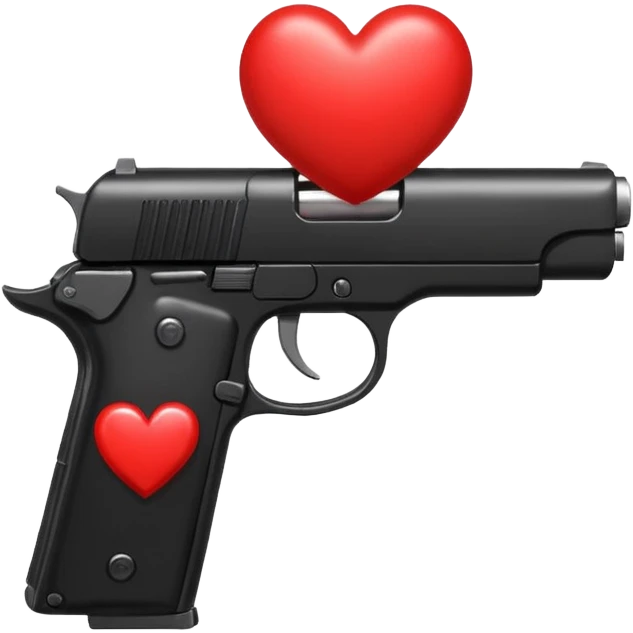 Black hand gun shooting a heart out of it emoji