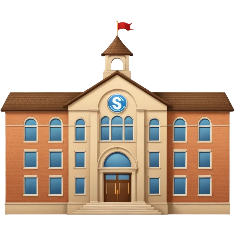 school building with a name school on the top of it emoji