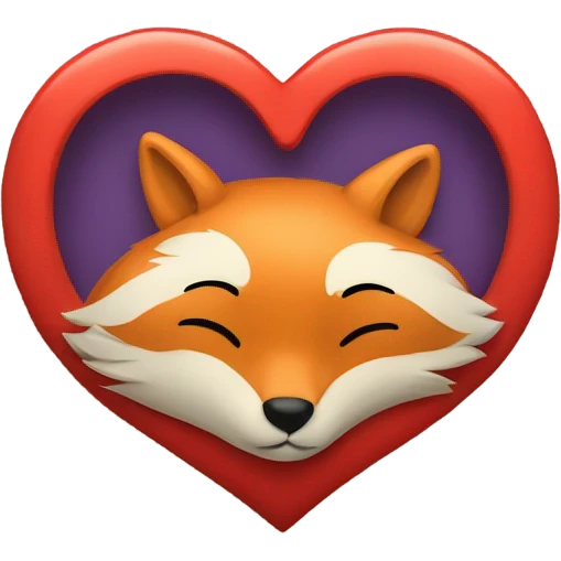 Heart with fox inside emoji