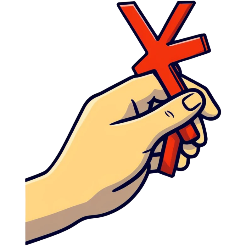 hand holding an X with a shadow effect emoji