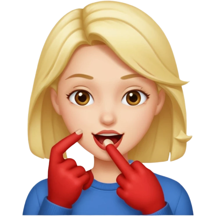 Finger biting flirty face emoji