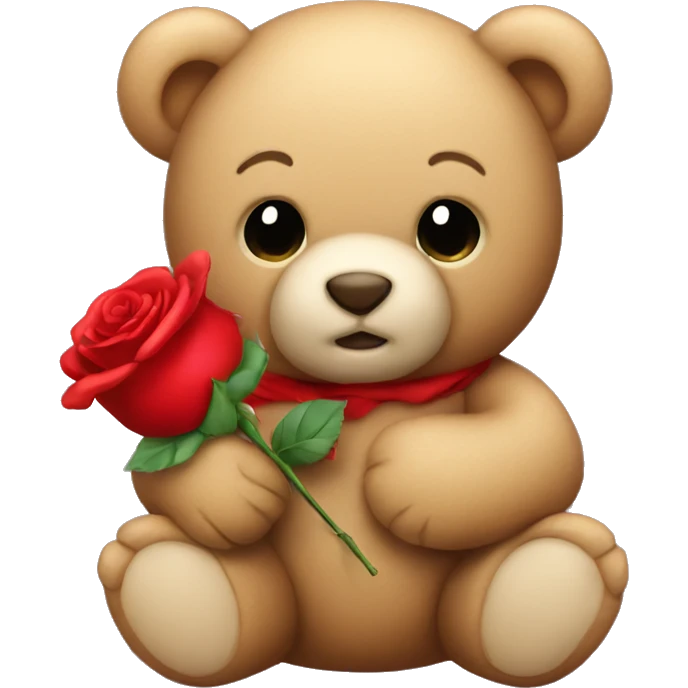 Teddy bear holding a red rose emoji