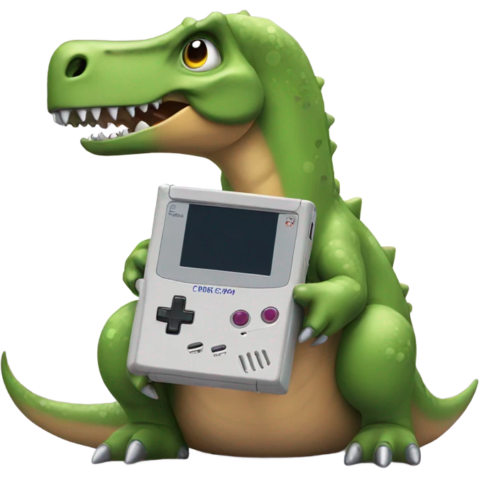 Dinosaur with game boy emoji