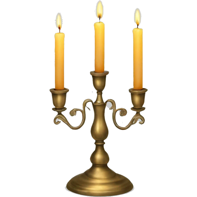 brass vintage candlestick for three candles with big candles  emoji