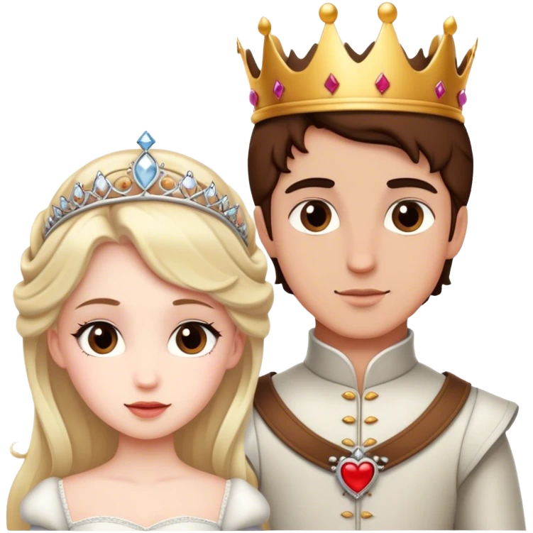 White Princess and prince with brown eyes love emoji