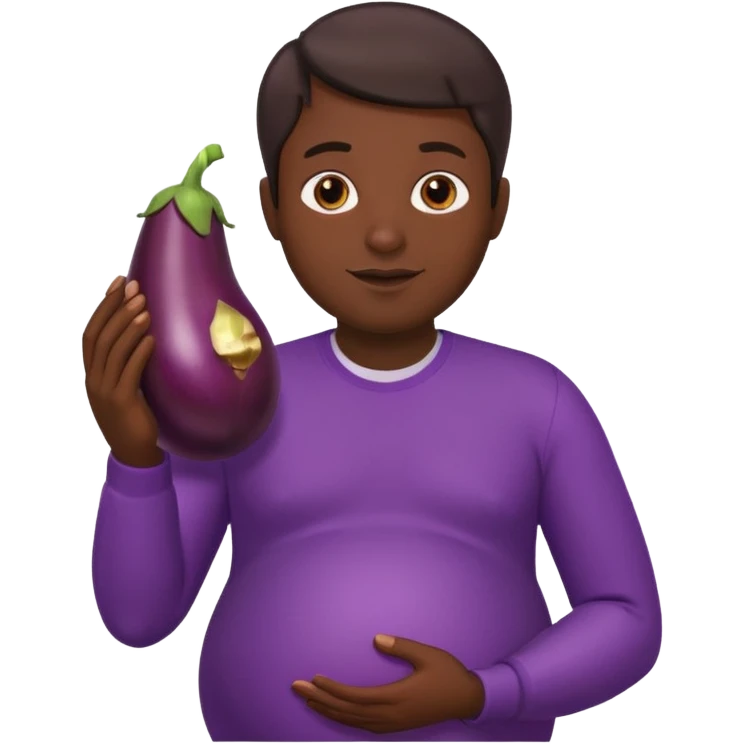 a pregnant man with eggplant emoji