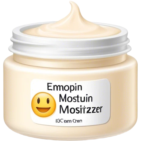 body moisturizer cream pot with label emoji