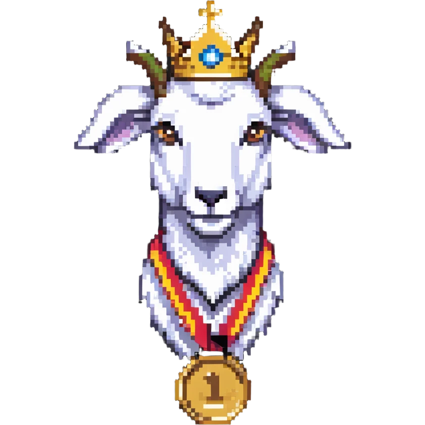goat wearing a crown and gold medal emoji
