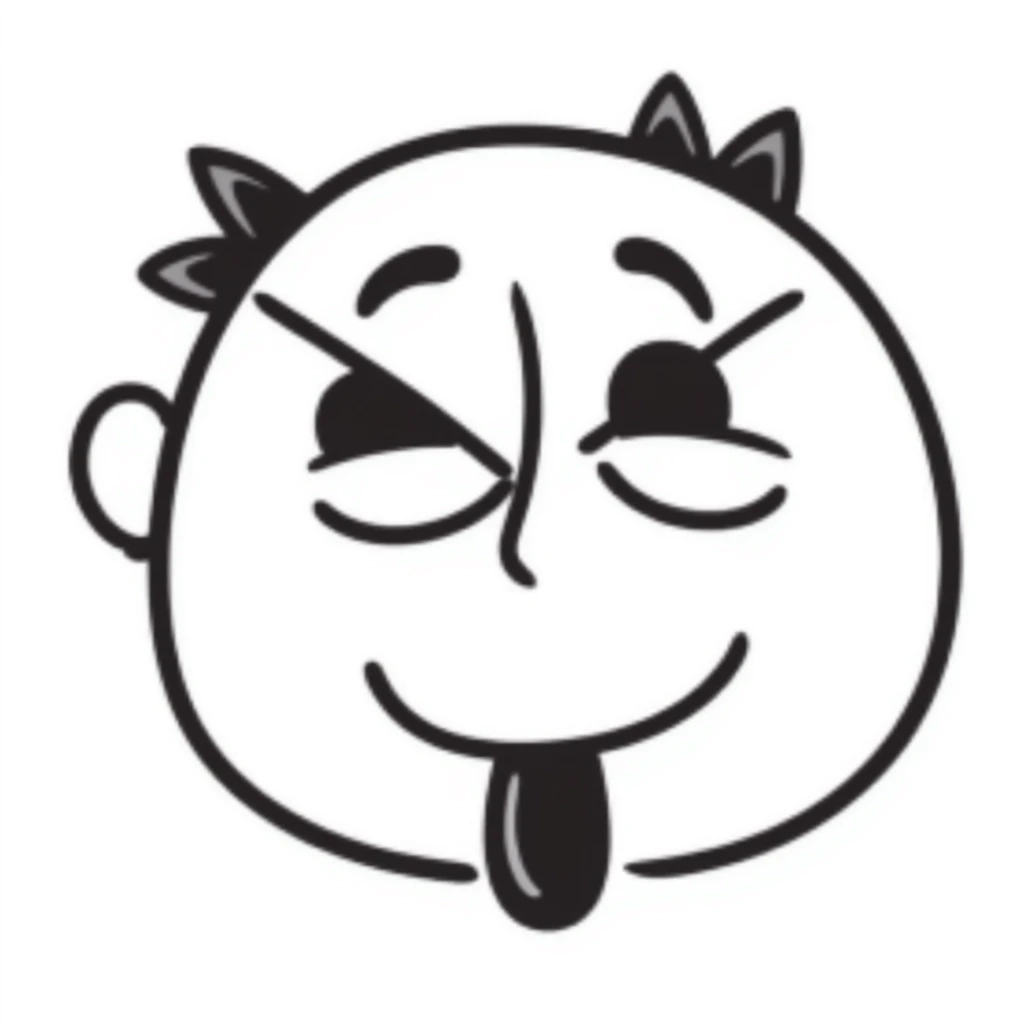 A hand-drawn face with X eyes and tongue out emoji