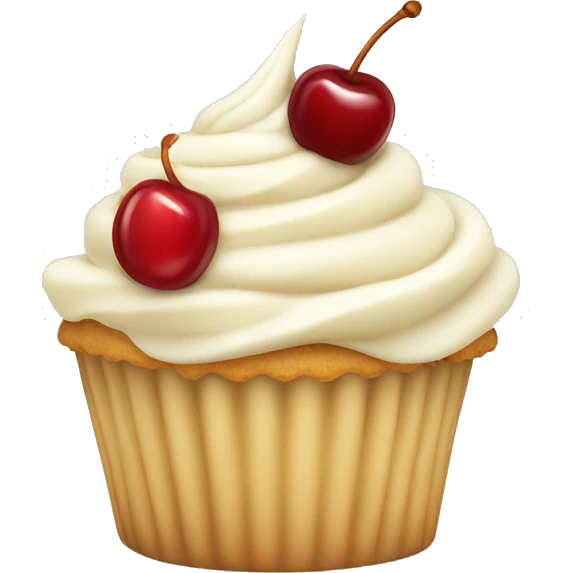 vanilla cupcake with cherry on top emoji
