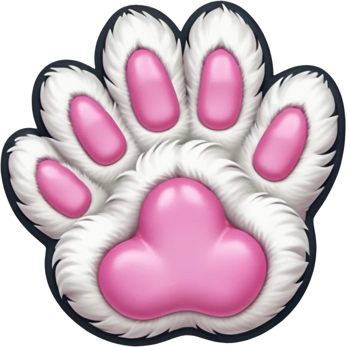 Fluffy white cat paw with six toes and claws emoji