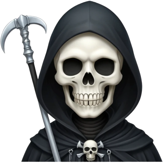 Silver skull Grim Reaper gothic With a scythe  emoji