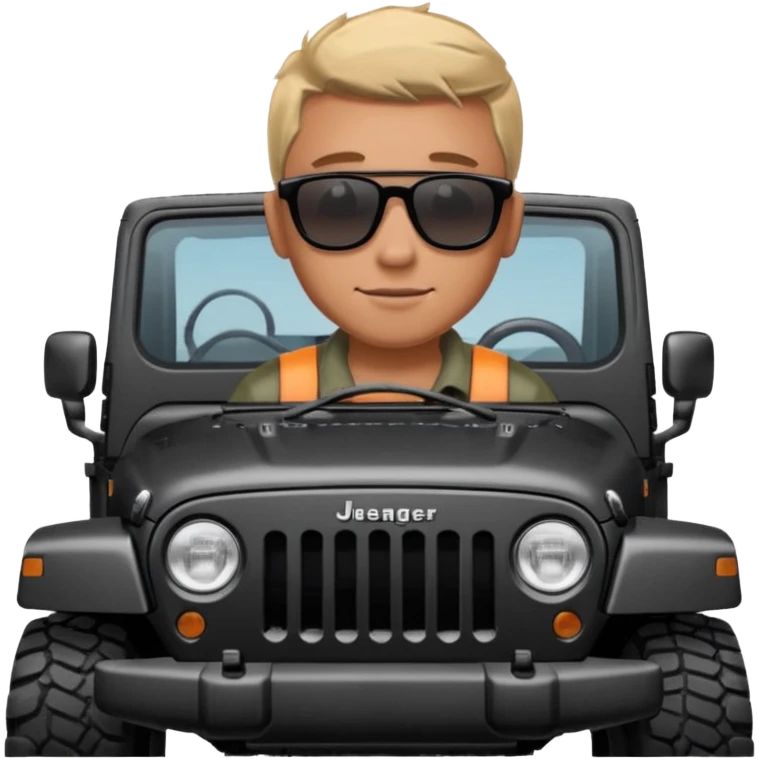 Объедини изображения машины внедорожника по типу wrangler и спортсмена человек должен привщаться в машину  emoji